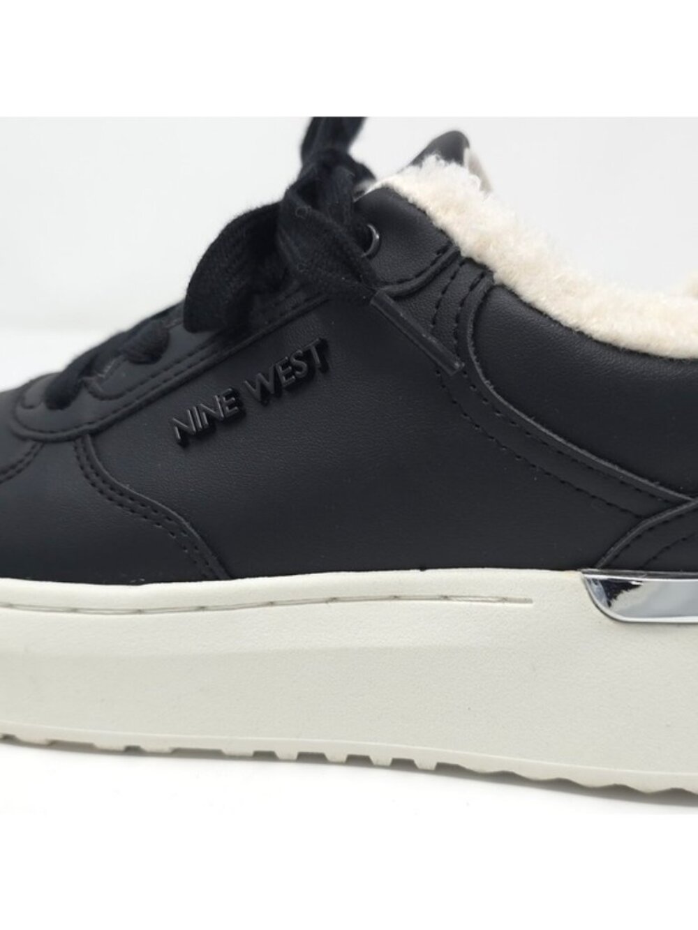 Nine West Black Platform Sneakers with Cream Lined Collar 7M - Picture 8 of 11